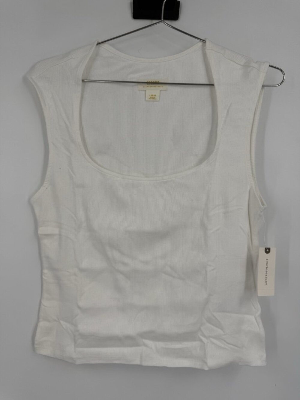 Women’s Maeve Anthropologie Ribbed Scoop Neck Tank Top White Size Large